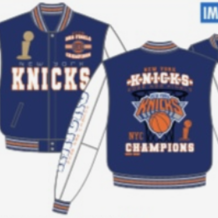 New York Knicks Champions Varsity Jacket (KNI-753-CHP6-ROY-WHT)