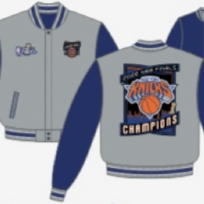 New York Knicks Champions Varsity Jacket (KNI-733-CHA6-GRY-ROY)