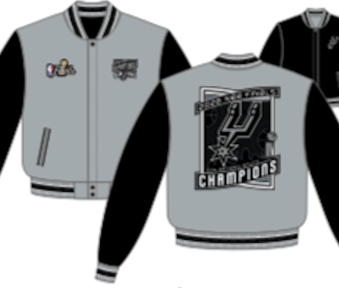 San Antonio Spurs Champions Varsity Jacket(SPU-733-CHA6-GRY-BLK)