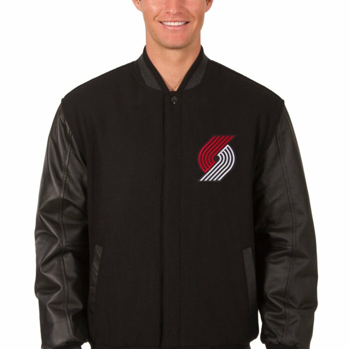 Portland Trail Blazers Reversible Wool and Leather Jacket