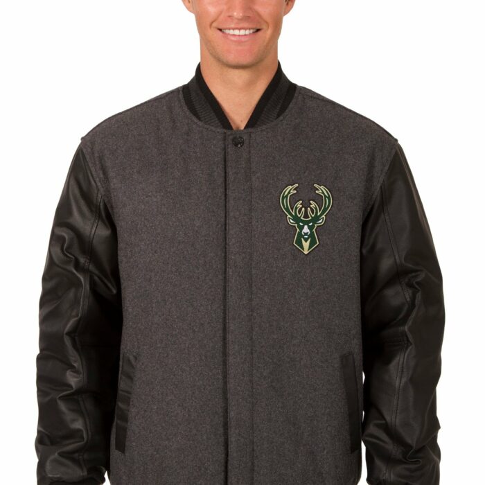 Milwaukee Bucks Reversible Wool and Leather Jacket