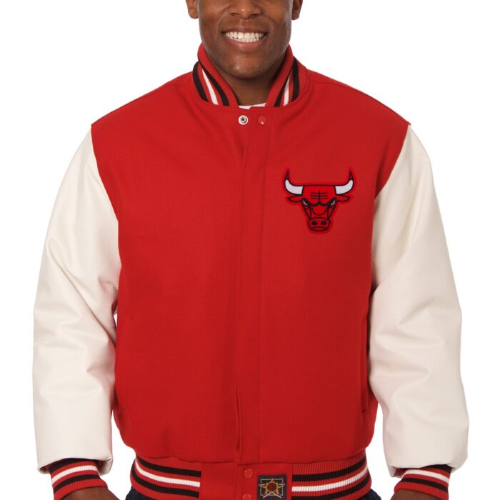 Chicago Bulls Embroidered Wool and Leather Jacket