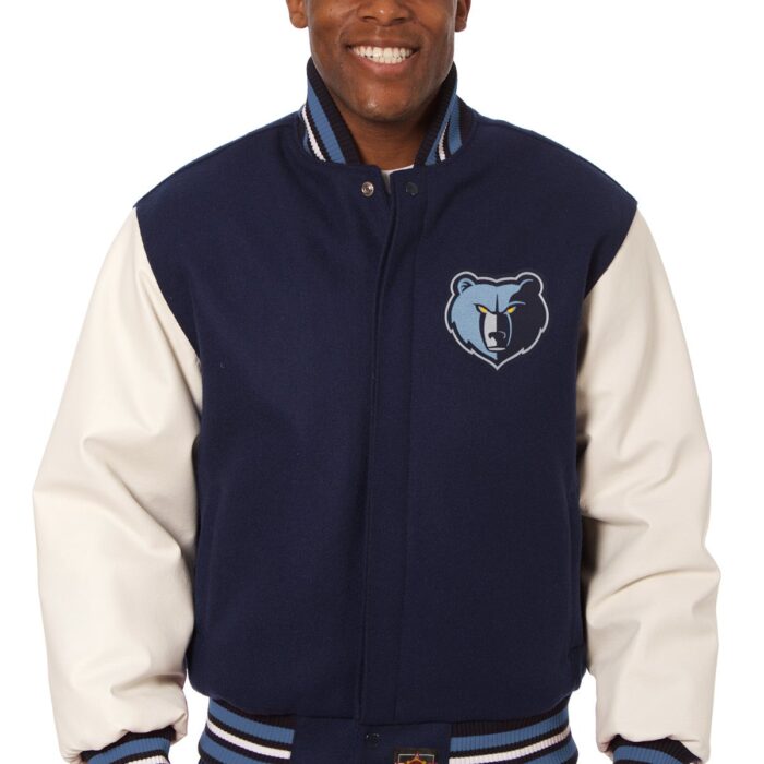 Memphis Grizzlies Embroidered Wool and Leather Jacket