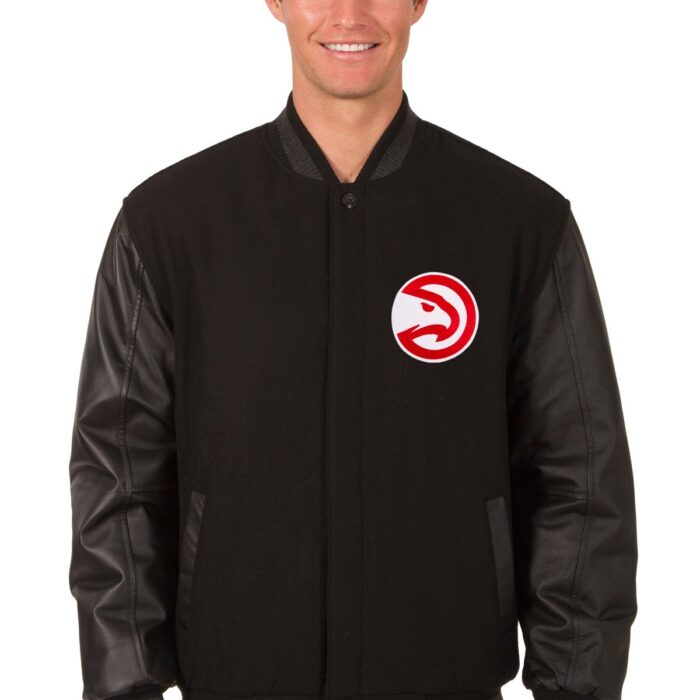 Atlanta Hawks Reversible Wool and Leather Jacket