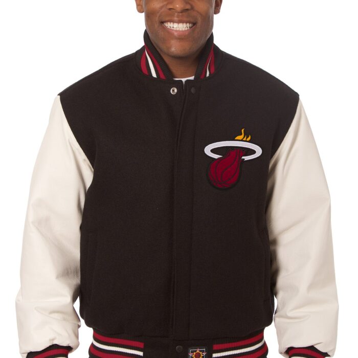 Miami Heat Embroidered Wool and Leather Jacket