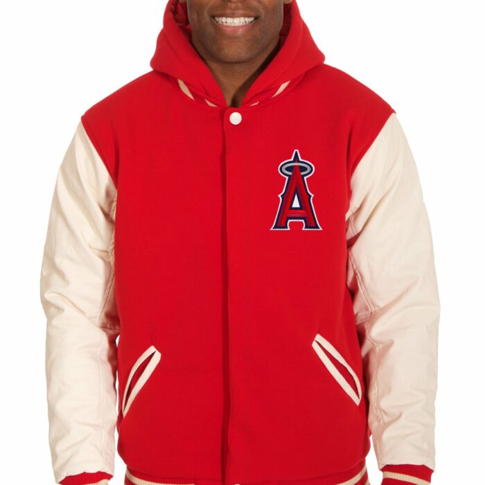 Los Angeles Angels Reversible Fleece Jacket with Faux Leather Sleeves