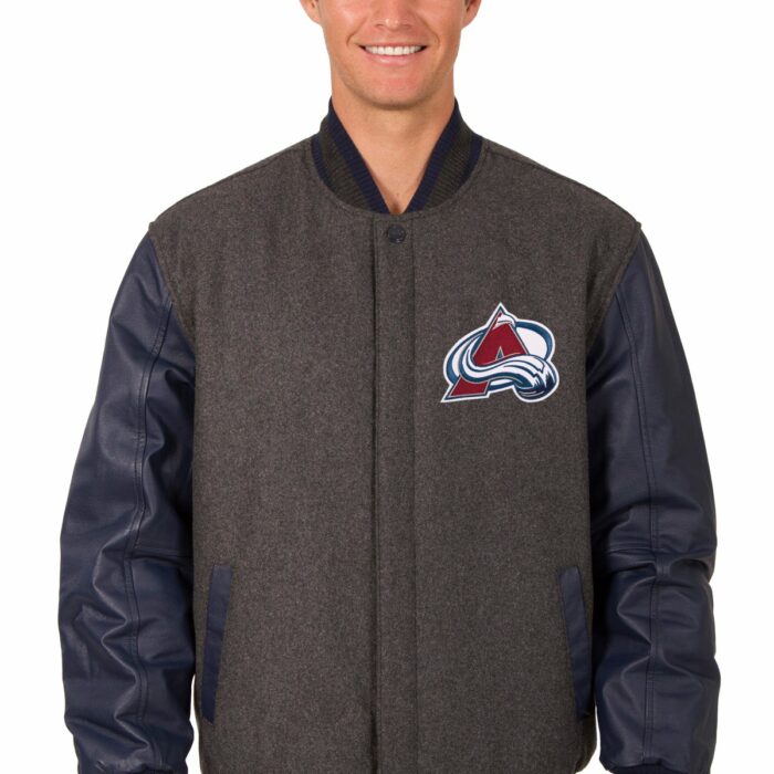 Colorado Avalanche Wool and Leather Reversible Jacket