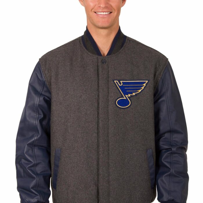 St. Louis Blues Wool and Leather Reversible Jacket