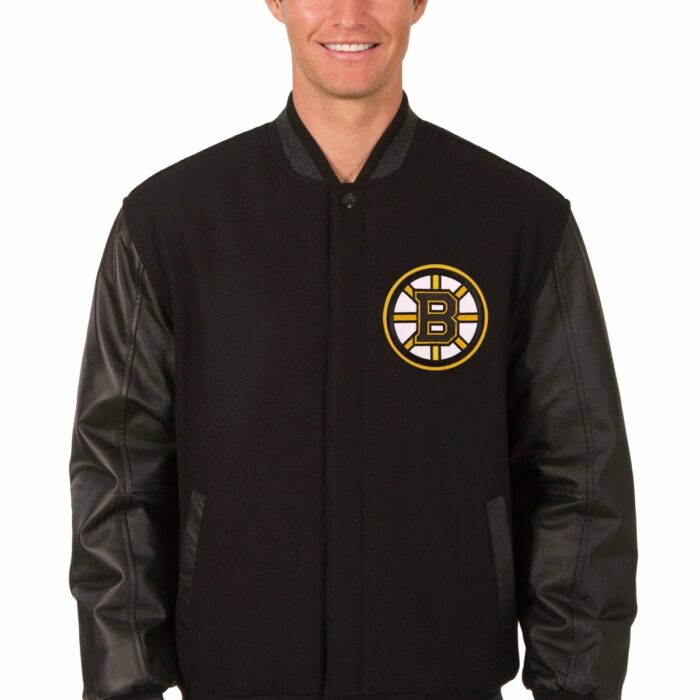 Boston Bruins Wool and Leather Reversible Jacket