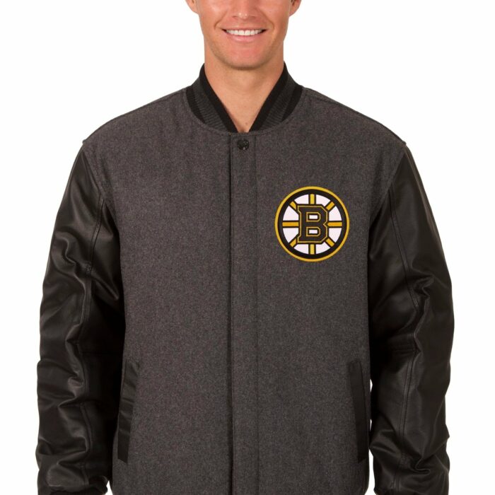 Boston Bruins Wool and Leather Reversible Jacket