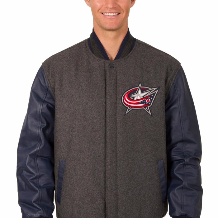 Columbus Blue Jackets Wool and Leather Reversible Jacket