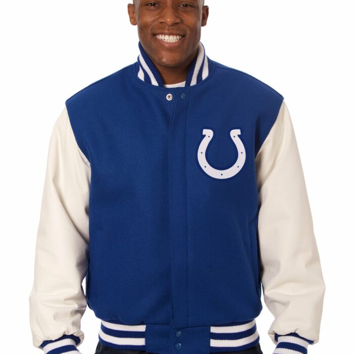 Indianapolis Colts Embroidered Wool and Leather Jacket