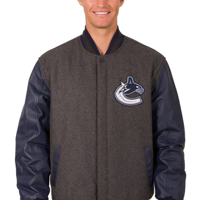 Vancouver Canucks Wool and Leather Reversible Jacket