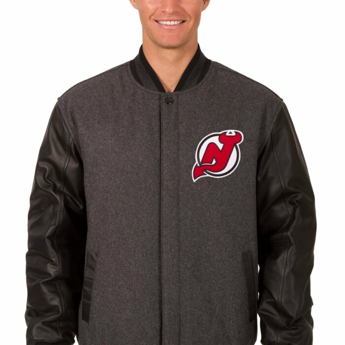 New Jersey Devils Wool and Leather Reversible Jacket
