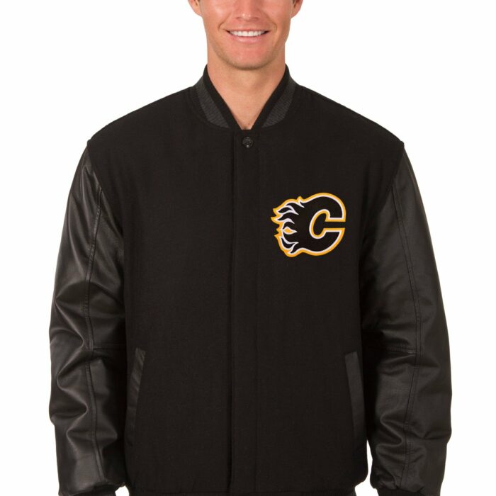 Calgary Flames Wool and Leather Reversible Jacket