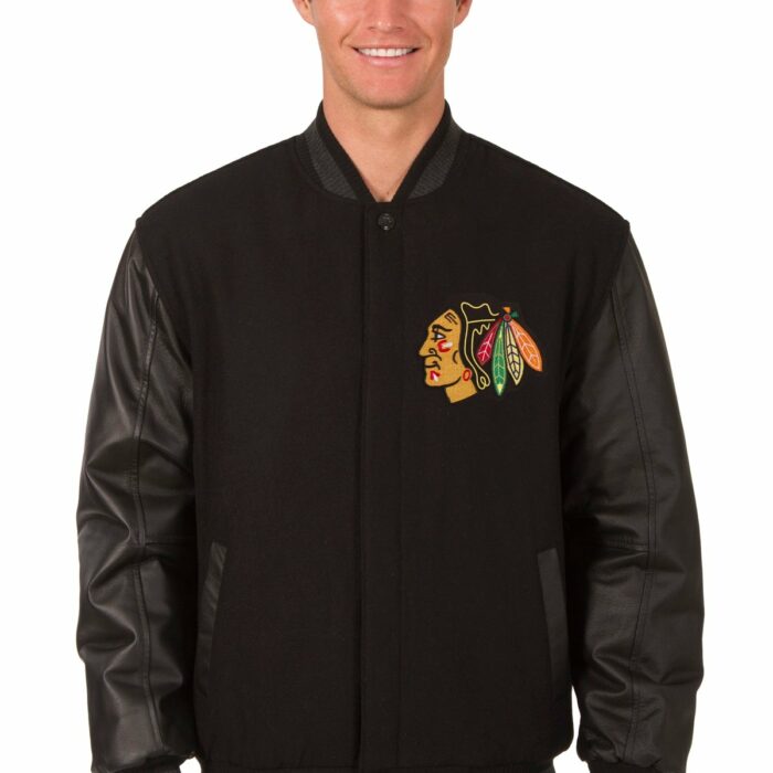 Chicago Blackhawks Wool and Leather Reversible Jacket