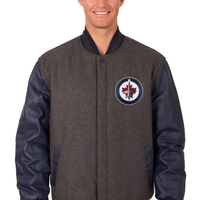 Winnipeg Jets Wool and Leather Reversible Jacket