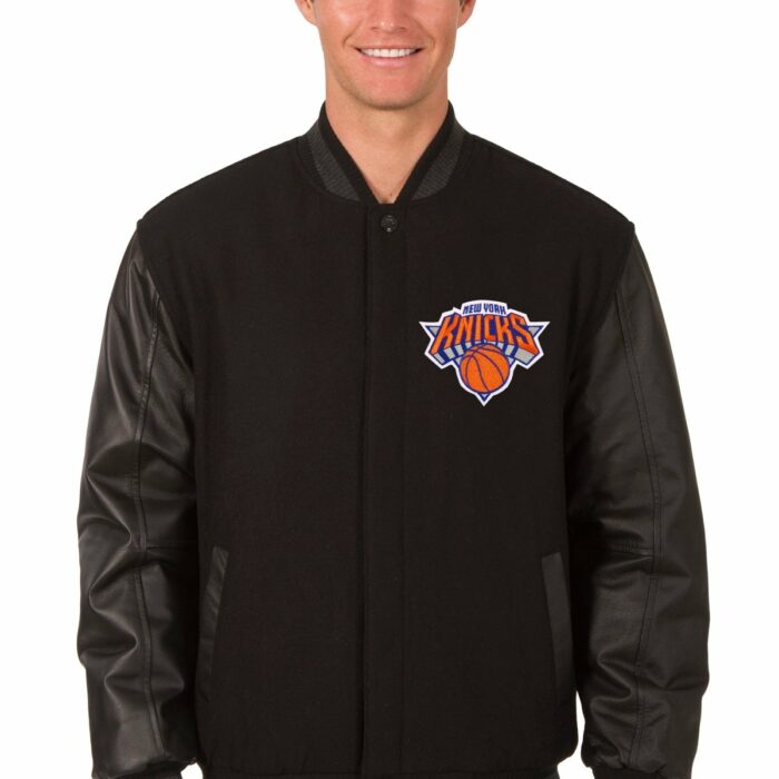 New York Knicks Reversible Wool and Leather Jacket