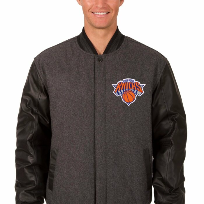 New York Knicks Reversible Wool and Leather Jacket