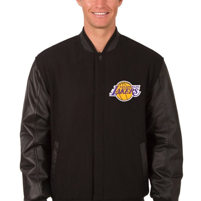 Los Angeles Lakers Reversible Wool and Leather Jacket