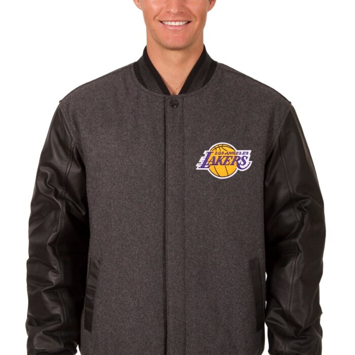 Los Angeles Lakers Reversible Wool and Leather Jacket