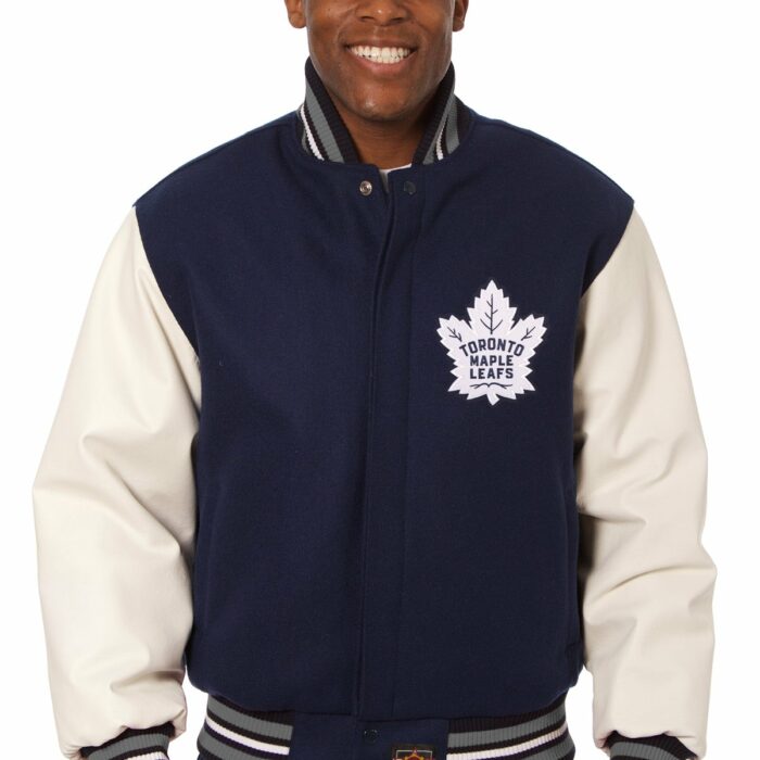 Toronto Maple Leafs Embroidered Wool and Leather Jacket