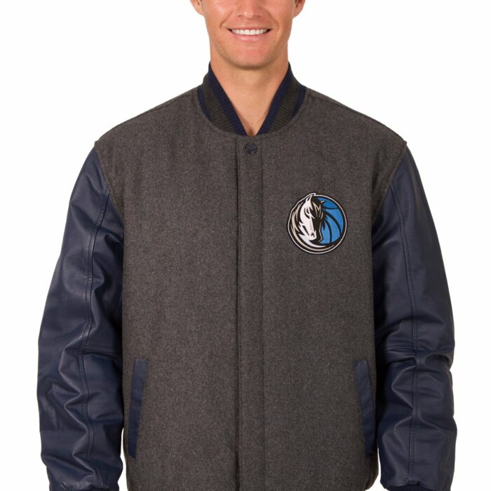 Dallas Mavericks Reversible Wool and Leather Jacket