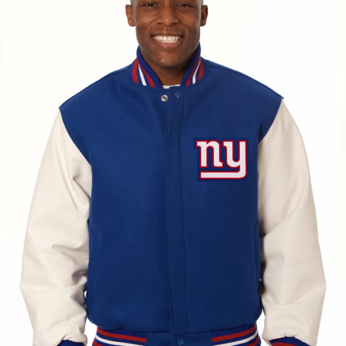 New York Giants Embroidered Wool and Leather Jacket