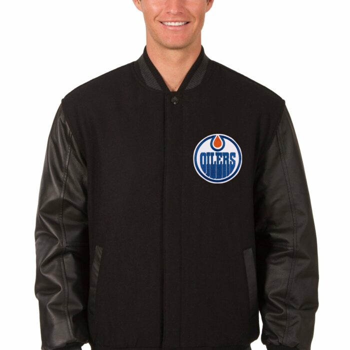 Edmonton Oilers Wool and Leather Reversible Jacket