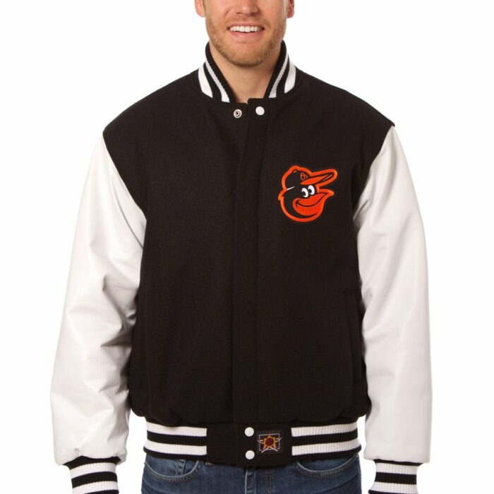 Baltimore Orioles Embroidered Wool and Leather Jacket