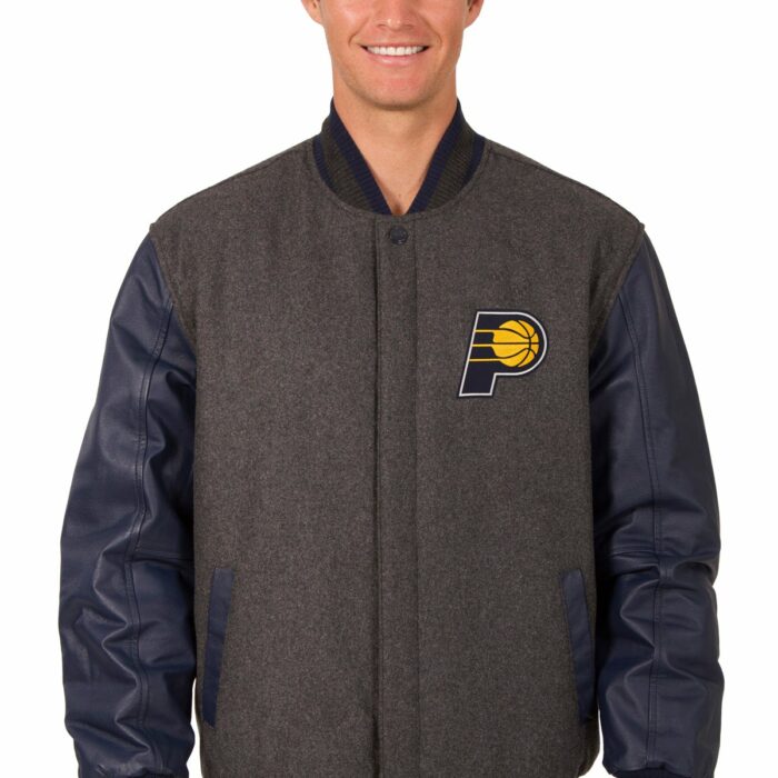 Indiana Pacers Reversible Wool and Leather Jacket
