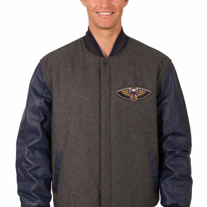 New Orleans Pelicans Reversible Wool and Leather Jacket
