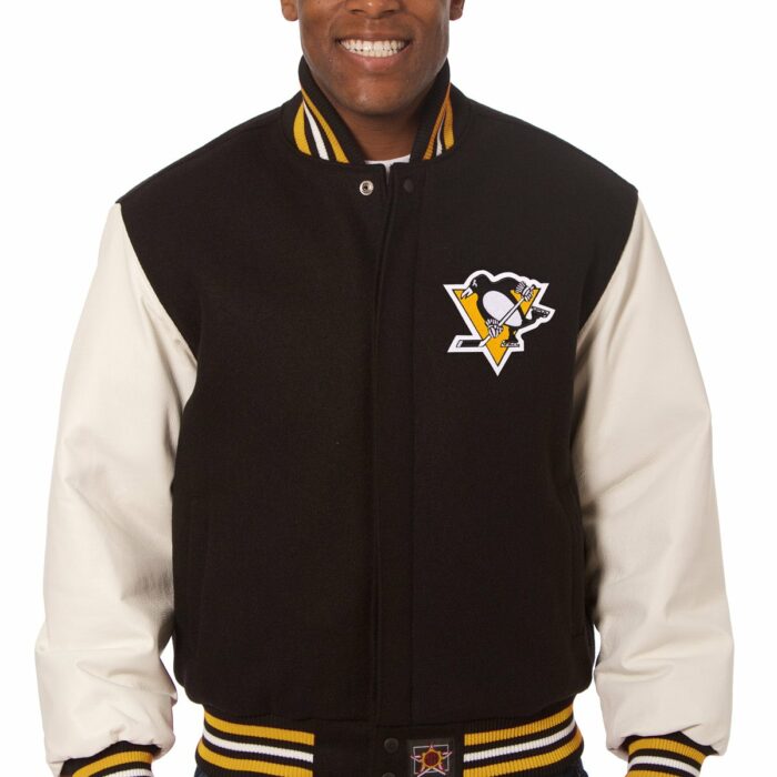 Pittsburgh Penguins Embroidered Wool and Leather Jacket