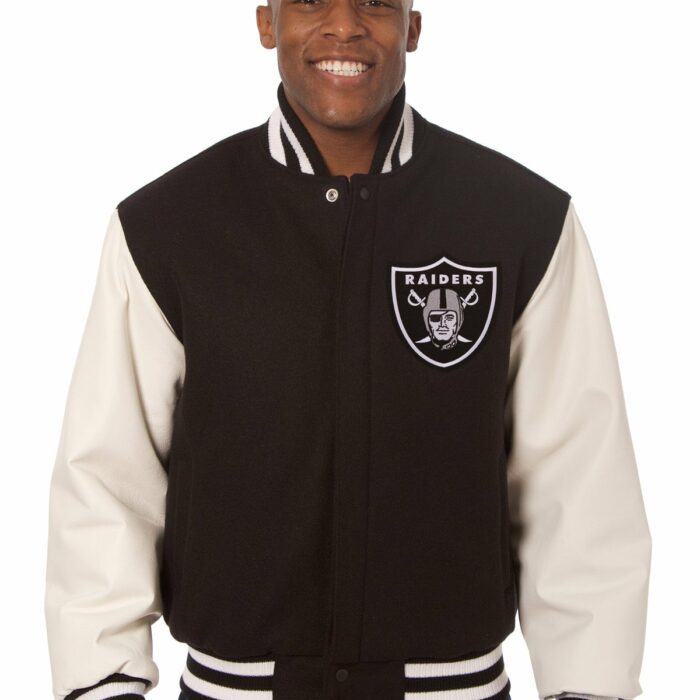Las Vegas Raiders Embroidered Wool and Leather Jacket