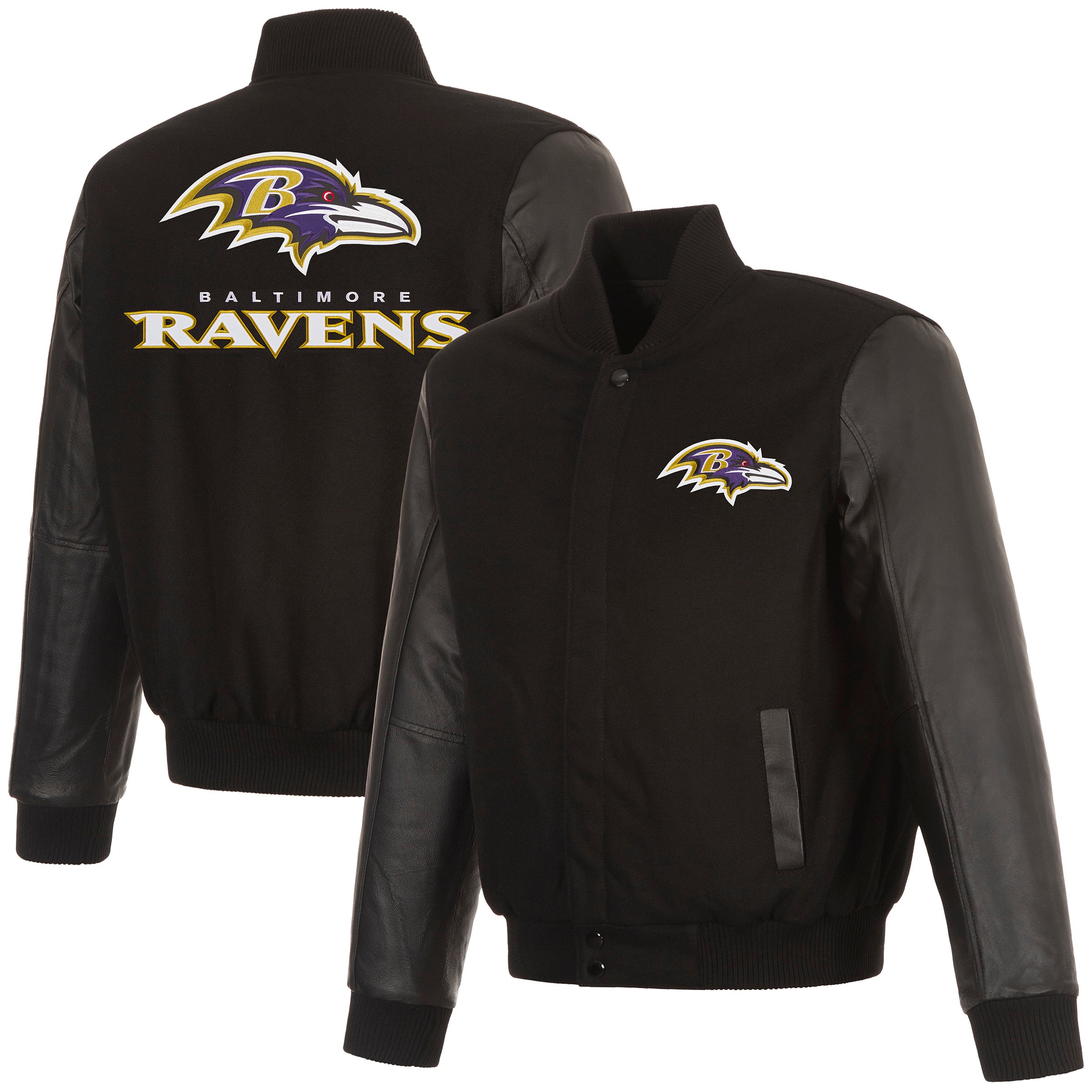 Baltimore Ravens Reversible Wool and Leather Jacket