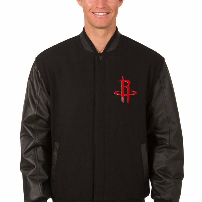Houston Rockets Reversible Wool and Leather Jacket
