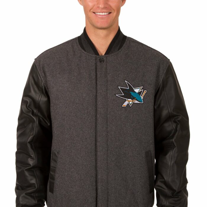 San Jose Sharks Reversible Wool and Leather Jacket