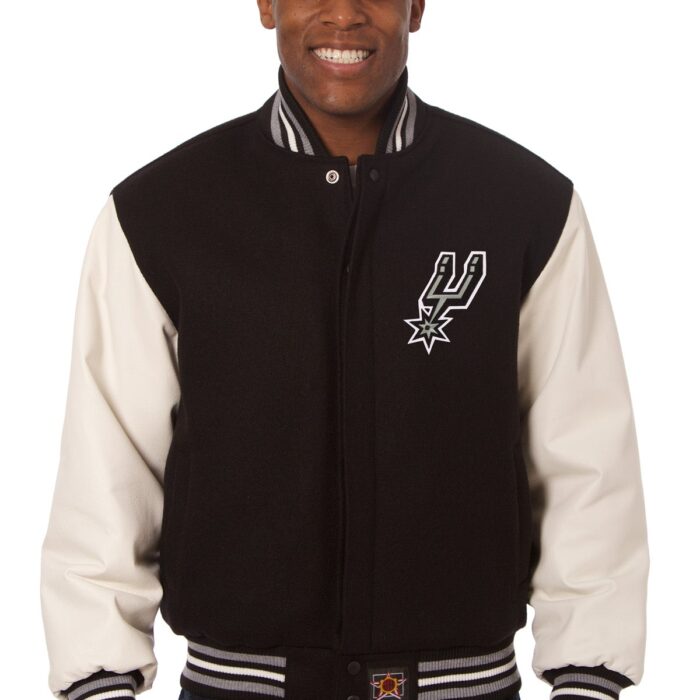 San Antonio Spurs Embroidered Wool and Leather Jacket