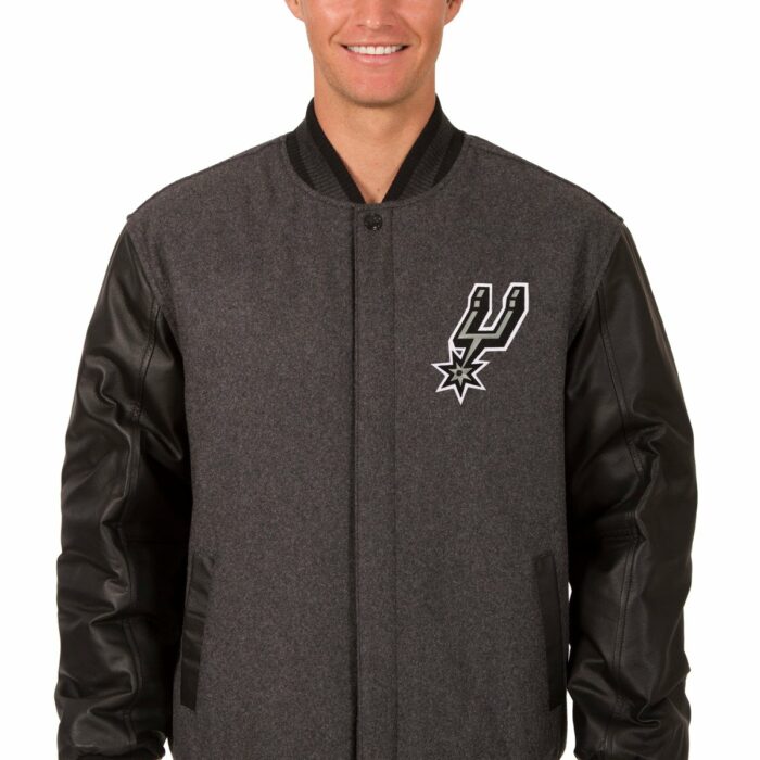San Antonio Spurs Reversible Wool and Leather Jacket