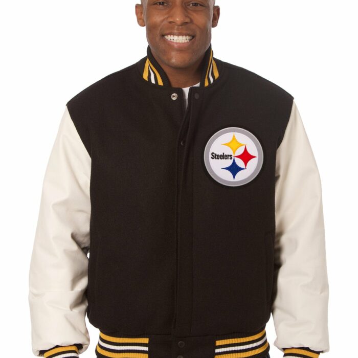 Pittsburgh Steelers Embroidered Wool and Leather Jacket