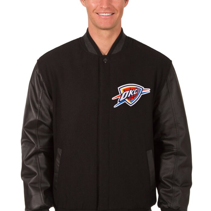 Oklahoma City Thunder Reversible Wool and Leather Jacket