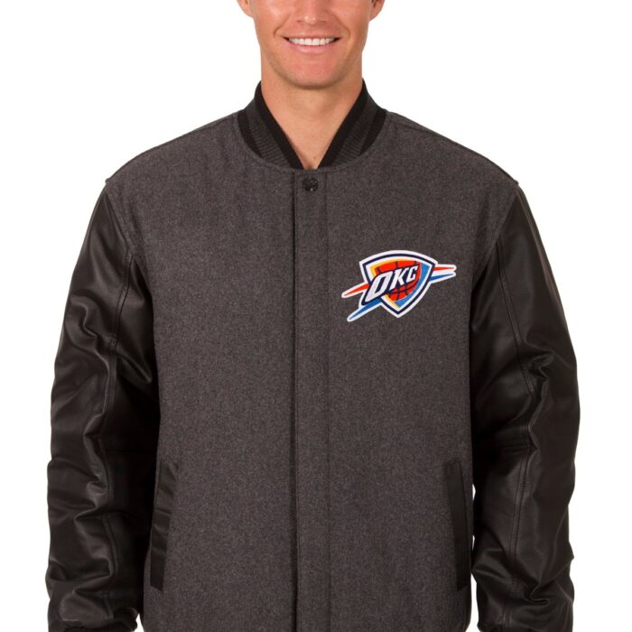 Oklahoma City Thunder Reversible Wool and Leather Jacket