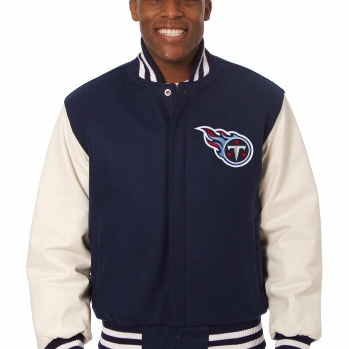 Tennessee Titans Embroidered Wool and Leather Jacket